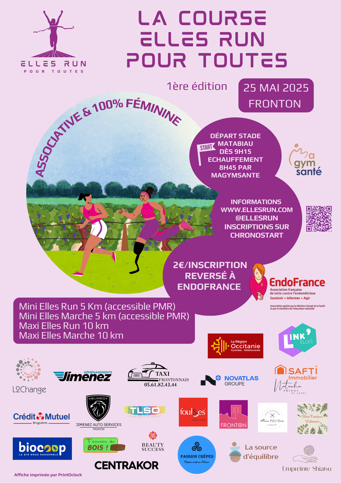 affiche la course pour toutes V12 course féminine inclusive elles run pour toutes